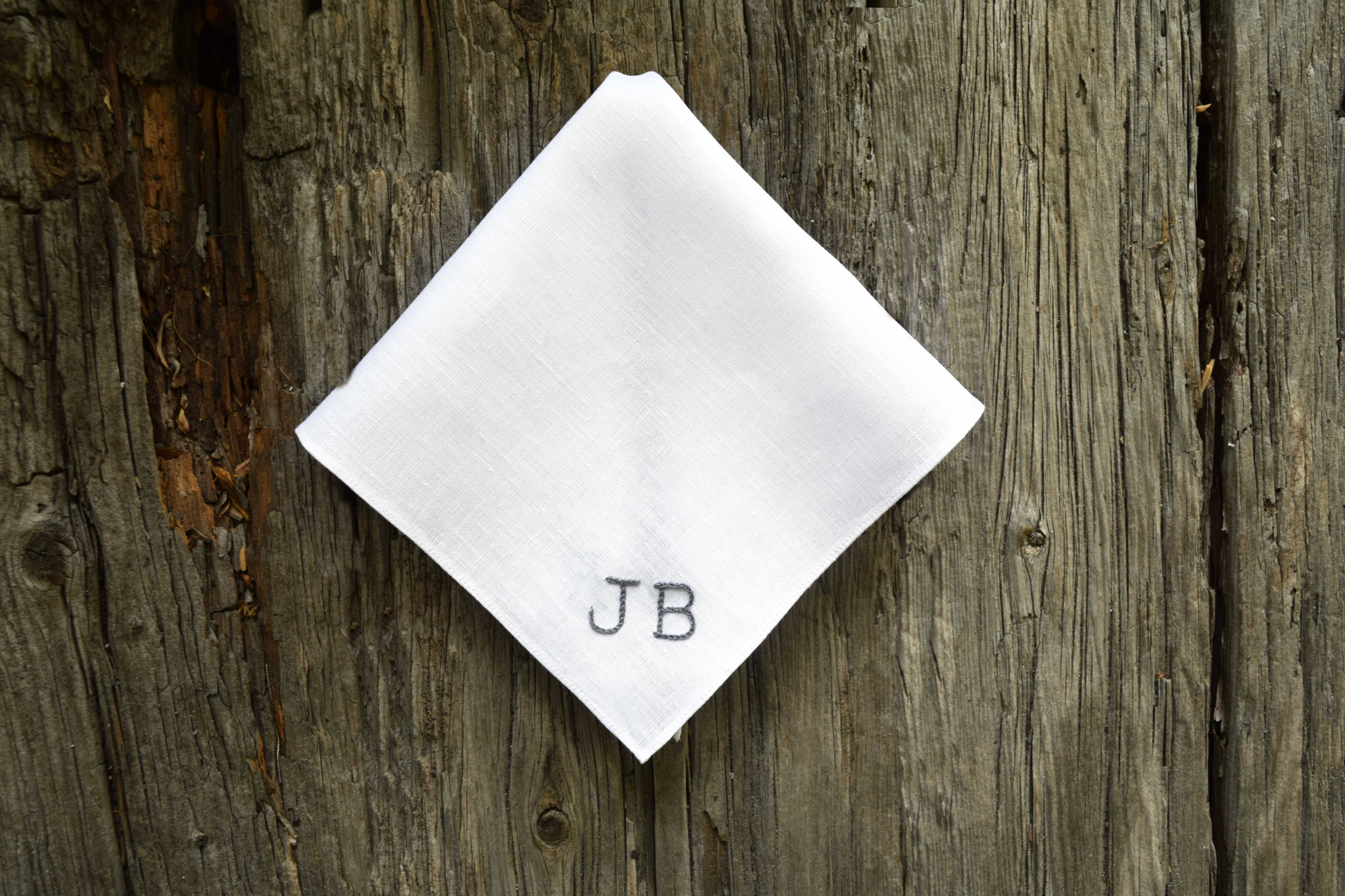 Monogrammed linen on sale pocket square