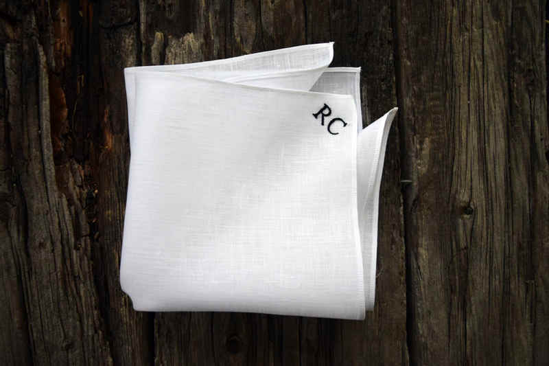 Monogrammed linen pocket best sale square